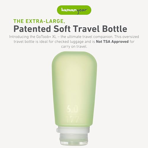 Image of humangear GoToob+ (XL) | Refillable Silicone Travel Bottle | Locking Lid | Food-Safe Material | Green, XL (6 fl.oz.; 177ml)
