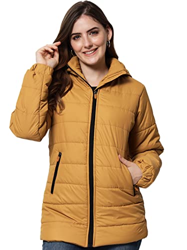 Image of KOTTY Women Nylon Peach Pink Solid Puffer Jacket