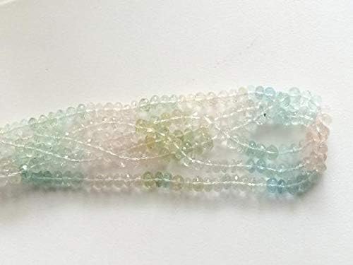 BEADS GEMSTONE 1 Strand Natural Multi Aquamarine, Necklace, Micro Faceted Rondelles, Beryl Morganite, 7-9mm, 7 Inch Code-HIGH-15714