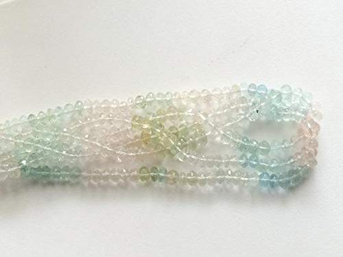 BEADS GEMSTONE 1 Strand Natural Multi Aquamarine, Necklace, Micro Faceted Rondelles, Beryl Morganite, 7-9mm, 7 Inch Code-HIGH-15714