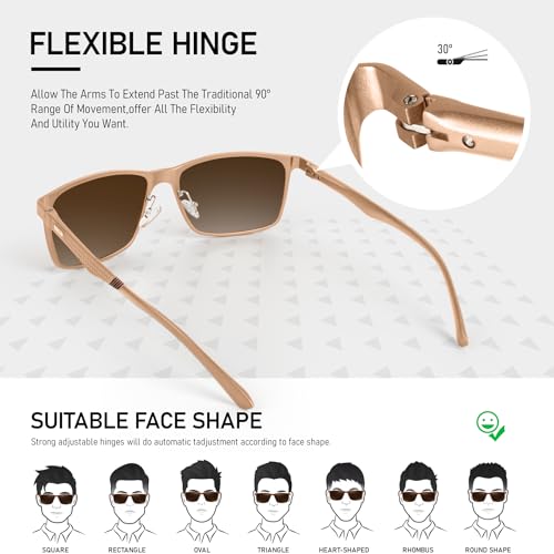 Image of Bircen Mens Sunglasses Polarized UV Protection: Classic Shades for Men Driving Fishing with Al-Mg Metal Frame