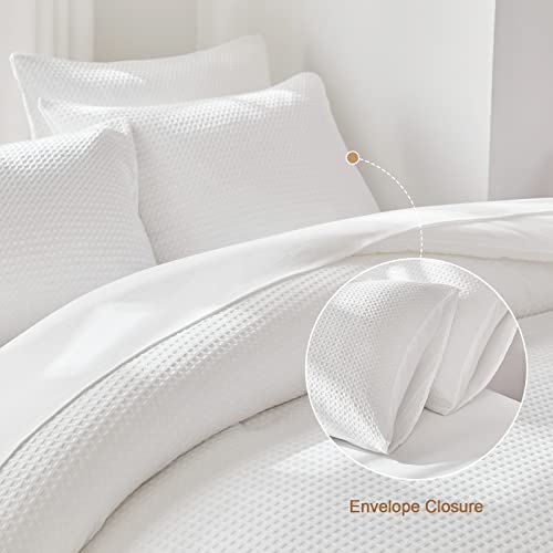 Warmdern White Comforter Set Queen Size Waffle Weave Lightweight Bedding Comforter Sets Soft Microfiber Down Alternative Comforter 7 Pieces Bed In A Bag All Season(White, Queen) #TOP5