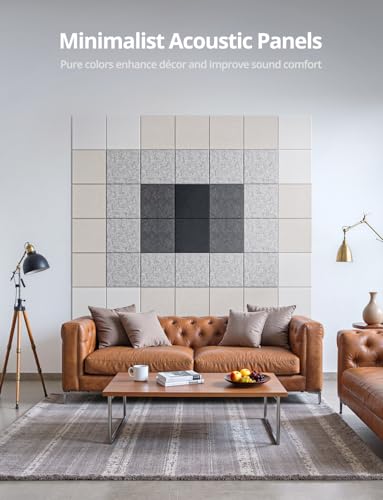 Image of Square Acoustic Wall Panels, Sound Absorbing Panels for Walls, Ceiling, Doors, 18 Pack 12 inchx12 inchx0.4 inch Self Adhesive Decorative White Acoustic Tiles for Recording Studio, Office, Room, Home