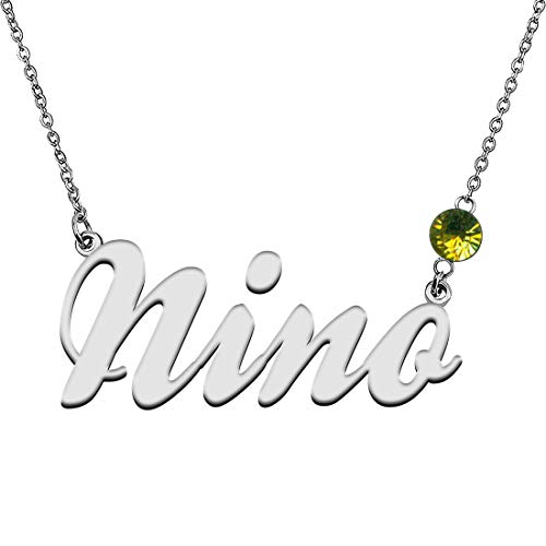 GR859C Personalized Charm Name Necklace with Birthstone for Best Friends Nino