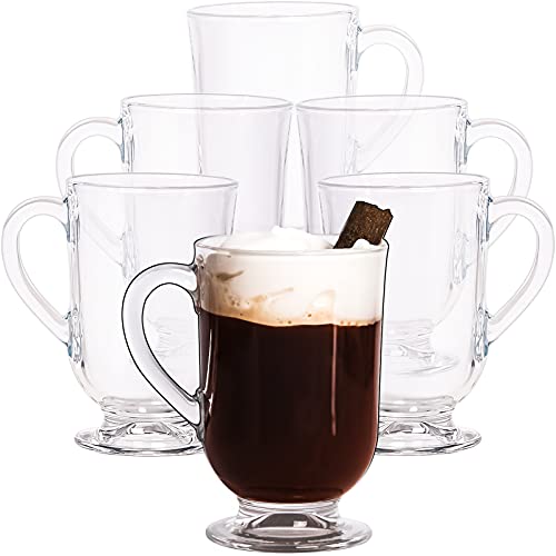 Best Review UMEIED Iced Coffee Glass Cup with Handles, 10 oz Irish Coffee Mugs, 6-piece Glass Set for tea and espresso