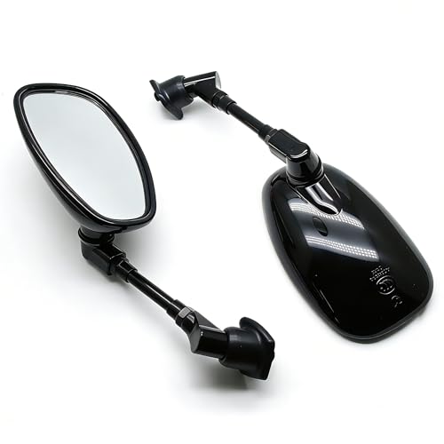 Image of MZS Motorcycle Rear View Mirrors, Universal 10MM 8MM Handlebar Rearview Side Mirror Adjustable Black Compatible with Cruiser Chopper Touring Street Naked Bike Scooter