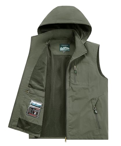 Image of Lightweight Outdoor Vest Jacket for Men, Windbreaker for Golf, Safari, Travel, Fishing, Hiking
