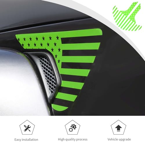 Image of Side Fender Vent Sticker US Flag Decals Vinyl Sticker Compatible with Jeep Wrangler JL JLU Gladiator JT 4xe 2025-2018 2pcs Green