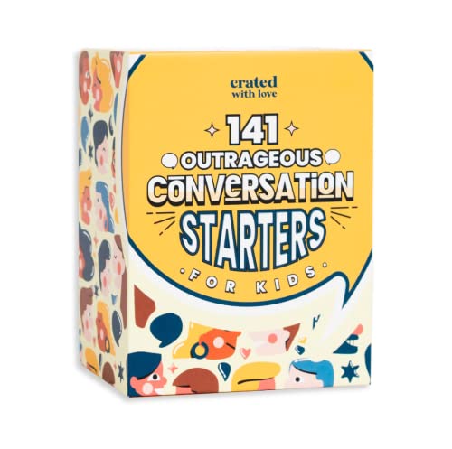 Crated With Love - 141 Outrageous Conversation Starters For Kids - Travel Games Card Deck For Family Table Topics, Funny Thought Provoking Questions To Spark Conversation And Grow Closer Together #TOP16