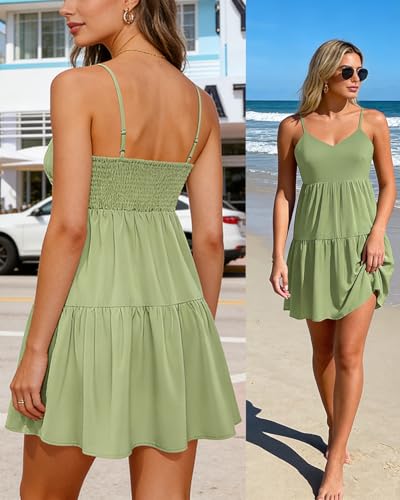Image of Nova In Sky Womens Summer Mini Dresses Sleeveless Casual V-Neck Sundresses