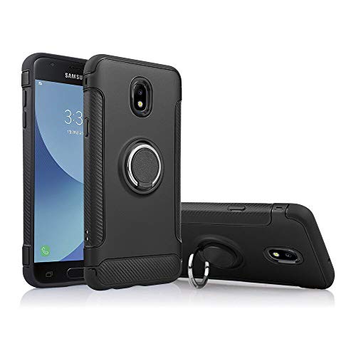 Designed for Samsung Galaxy J3 2018, J3V J3 V 3rd Gen,Express Prime 3, J3 Star, J3 Achieve, Amp Prime 3 Phone Case, Heavy Duty Shock Absorption Rugged Case Magnetic Ring Phone Case(Black)