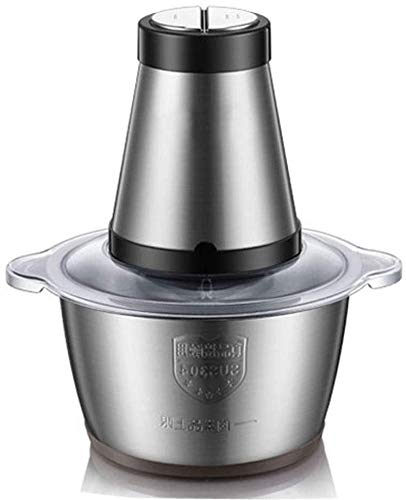 Elektroschleifer Küchenmaschine Mini Gemüse, 2L Edelstahl Mahlwerk für Fleisch, Zwiebeln, Knoblauch, Früchte und Nüsse, 4 elektrisches Messer
