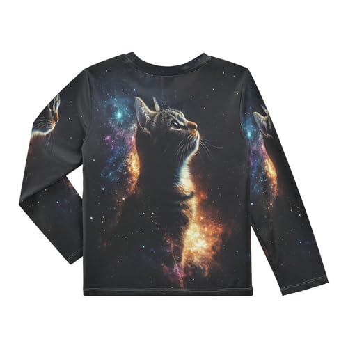 CaTaKu Cat Space Toddler Rash Guard Boy Swim Shirt for Boys Kids Swimsuit Long Sleeve UPF 50+ 3-12T4