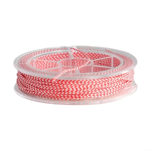 8 Strands PE Fishing Line, High Abrasion Resistant Trolling Lure Hook Cord with Strong Tensile Strength, Red and White Leader Line, 10M, 0.8mm(0.8mm)