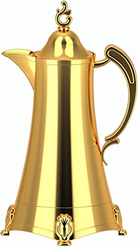 HAVVMK Cafetera de percolador Termo para Hotel Termo para Oficina Botella de Agua portátil de plástico Termo con Revestimiento de Vidrio Cafetera (Dorado)
