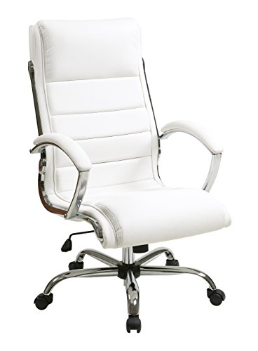 Office Star Fl Series Faux Leather Adjustable Executive Office Chair With Padded Arms And Chrome Finish Accents, White #TOP9
