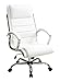 Office Star FL Series Faux Leather Adjustable Executive Office Chair with Padded Arms and Chrome Finish Accents, White