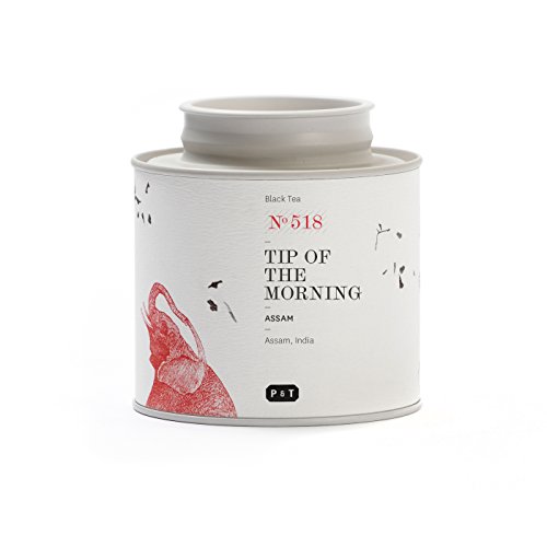  P & T Tip of the Morning, Miscela di Tè Nero Puro in Foglie Intere, Miscela per la Colazione, Assam Indiano e Tè del Ceylan, 15 Bustine di Tè in Cotone (45g / 1,6oz)