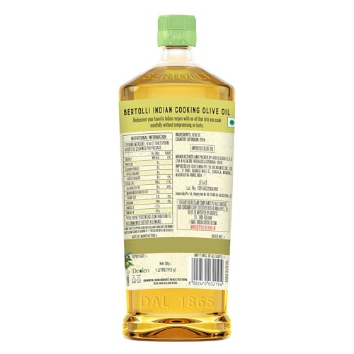 Image of Bertolli Indian Cooking Olive Oil 1L | 75% MUFA | Extra Light Taste, Suitable for High Heat Cooking, Frying & Roasting | World's No. 1 Olive Oil Brand (Pack of 3)