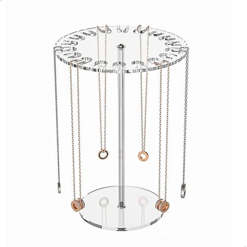 xtemtoamz Colgador de Collares y Pulseras Organizador Acrílico Joyero Redondo Soporte para Joyas con 18 Ganchos