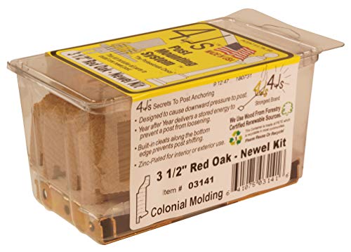 4Js Newel Post Fastener, 3 1/2" Red Oak Colonial Molding #TOP3