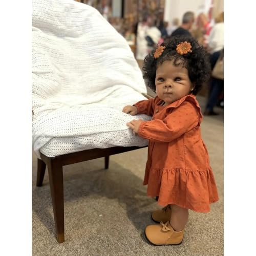Muñeca reborn negra realista Anano con cuerpo de vinilo miniatura 7