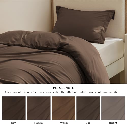 Image of Bedsure Twin /Twin XL Duvet Cover, Double Brushed Bedding Set, Dark Brown | For Kids & Adults, 68 inchx90 inch Comforter Cover, Hotel Luxury, All Season, Breathable, Easy Care, Lightweight, Zipper Closure