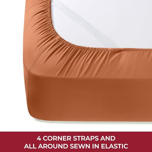 Image of Mellanni RV Short Queen Sheets - 4 PC Iconic Collection Bedding | Hotel Luxury, Extra Soft, Cooling Bed Sheets - Deep Pocket up to 10 inch (RV /Short Queen, Terracotta)