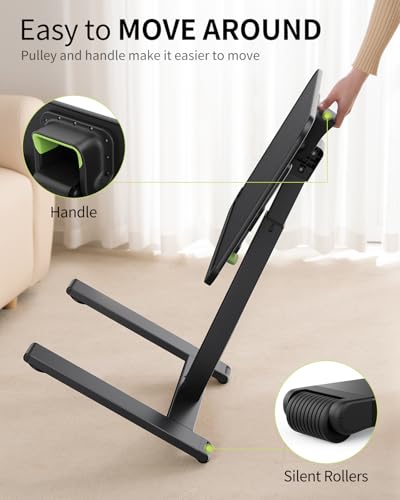 image for SAIJI Sturdy TV Tray Table with Wheels, Heavy Duty Metal TV Trays for 