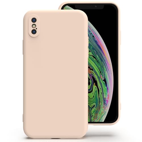 Zuvirelx Silikon Handyhülle für iPhone X/XS Hülle, Weiches Griff, Dünne, Minimalistisch, Stoßfest, rutschfest, Taschenpassend - Helles Pink