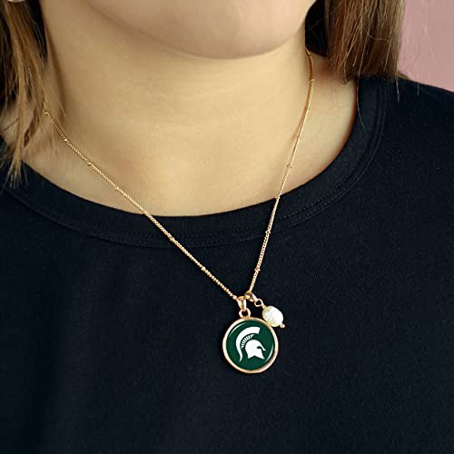 Michigan State Diana Gold and Pearl Saturn Style Necklace Jewelry Gift MSU2