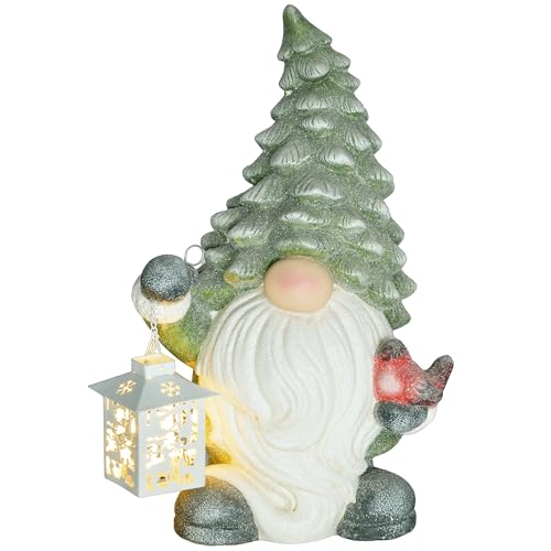 HOMCOM Weihnachtsdeko Figur, Weihnachtsmann mit Weihnachtsbaum-Mütze und Laterne, 42 cm Weihnachtsfigur mit LED-Licht, Dekofigur zu Weihnachten, für In- und Outdoor HOMCOM Weihnachtsdeko Figur, Weihnachtsmann mit Weihnachtsbaum-Mütze und Laterne, 42 cm Weihnachtsfigur mit LED-Licht, Dekofigur zu Weihnachten, für In- und Outdoor