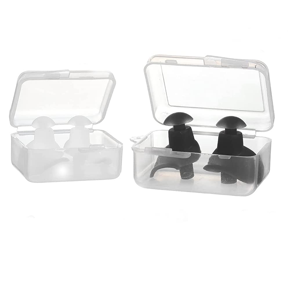 Silicone Earplugs for Swimming, Bathing,Watersports, Professional Reusable Silicone Swim Earplugs for Adult and children Swimmers, Watersports, Shower, Bathing, 2 Pair (Black & White)-image-43