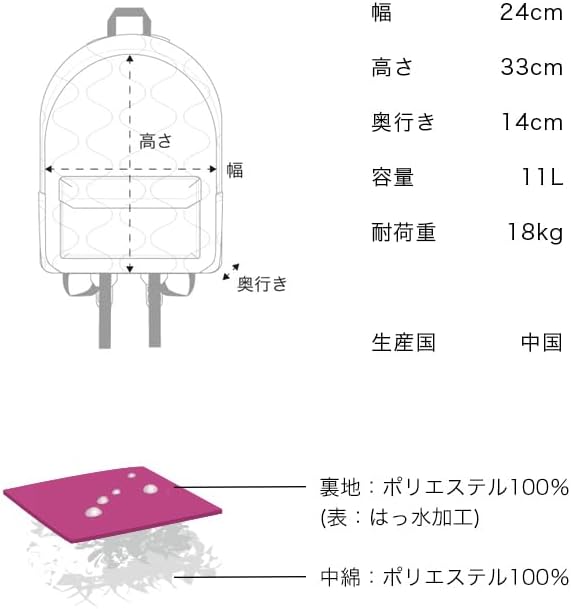 KiU キウ パデットデイバックパック PADDED DAY BACKPACK 防水 撥水 ユニセックス メンズ レディース 男女兼用 バックパック リュック キルティング 大容量 おしゃれ かわいい カジュアル シンプル カーキ K391-906