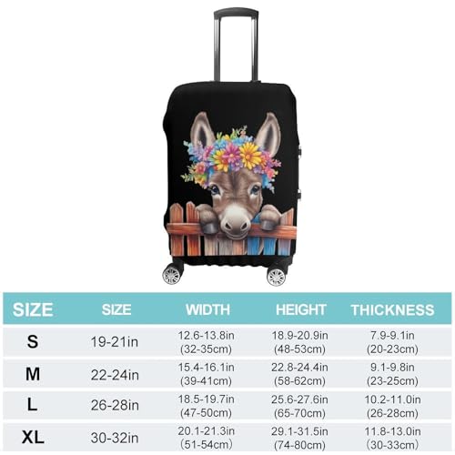 Funny Donkey With Flowers Luggage Covers Suitcase Protector Case Fits 19-32 Inch L2