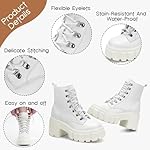 FITORY Women’s Combat Boots Lightweight Lace up Side Zipper Ankle Botas High Heel Chunky Platform Lug Sole Booties Size 6-11 - Image 3