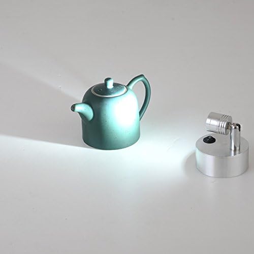3W LED Spotlight Adjustable Light Battery-Powered Lamp On/Off Button Cabinet Silver Finish Pure White