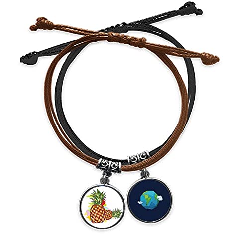 Pulsera de cuerda de mano ajustable que no daña la piel con cadena de cuero de piñas