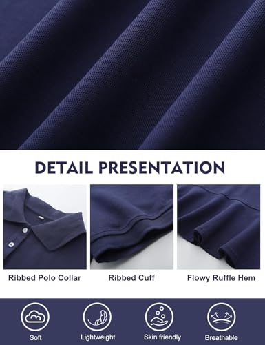 Image of Kissonic Women's Polo Dress Short Sleeve V Neck Ruffle Hem Casual Summer Golf Tennis Mini Shirt Dresses