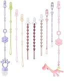 Pacifier Clips & Toy Straps 2-in-1 Combo: 10 Pack with Locking Clips | Extra Long Tethers for Stroller/Car Seat Toys + Short Leashes for Baby Pacifiers & Teethers | BPA Free Silicone (Multicolor 2)