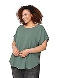Einfarbiges Design Zizzi Große Größen Damen Kurzarm Bluse mit Rundhals Gr 42-44 Grün