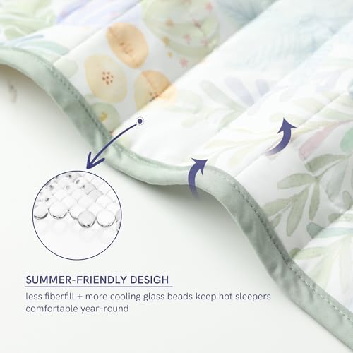 Image of YnM 10lbs Weighted Blanket for Adults, Cooling Nylon /PE Heavy Bed Throw Blanket with Cooling Glass Beads for All Season Use, Ideal for ~90lbs (48x72 Inches, Twin /Full, Jungle Bloom)