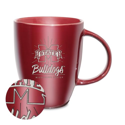 Rico Industries NCAA Mississippi State Bulldogs Sunburst 18oz Laser Engraved Ceramic Lustre Mug
