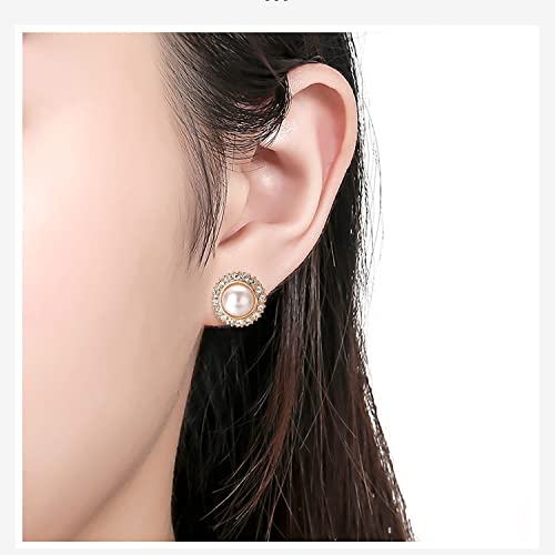 Yoursfs Ivory Pearl Clip On Earrings For Women 18k Gold Plated Flower Wedding Fashion Jewelry CZ Dainty Earring3
