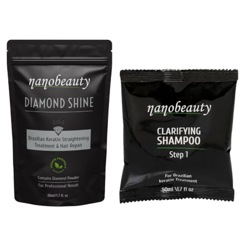 Nanobeauty Brazilian Keratin Hair Treatment, 50ml + 50ml , Home Kit, Blow dry, Smoothing Straightening with Argan Oil, Vegan Friendly Professional Results 1 Application, Starter Kit.