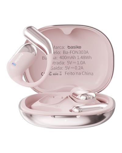 Fone de ouvido Bluetooth, Basike Ba-FON303A OWS Fone sem Fio(Rosa)