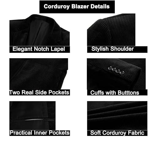 GATMSTZ Mens Casual Corduroy Blazer Vintage Notch Lapel Regular Fit Suit Jacket Big and Tall4