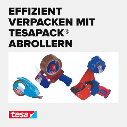 tesa Handabroller CLASSIC - Universeller Abroller für Klebebänder - mit robuster Metallhalterung - für Paketbänder mit bis zu 50 mm Breite