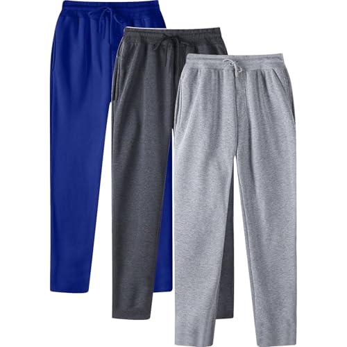 3 Pack Sweatpants for Men Casual Wide Leg Baggy Sweatpants Fleece Elasti Drawstring Sweat Pants Gym Loose Joggers2