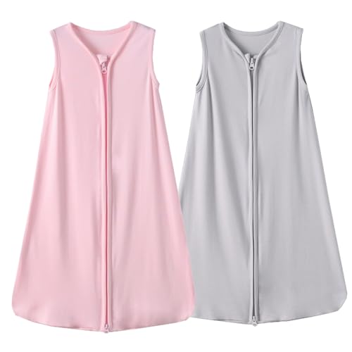 Image of Viforu Rayon from Bamboo Sleep Sack Baby Wearable Blanket 2-Pack 0.5 Tog Sleeping Bag 6-12 Months Lightweight Newborn Sleeper 2-way Zipper Sleepsack Girls Boys Swaddle Blanket Summer Sacks